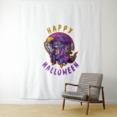 Gelukkige Halloween Heksenkat Wandkleed (In situ)