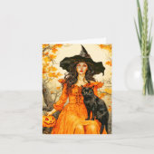 Gelukkige Halloween herfst heks Kaart (Voorkant)