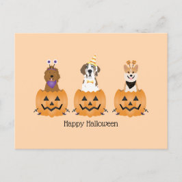Gelukkige Halloween Honden In Pompoenen Briefkaart