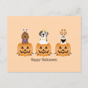 Gelukkige Halloween Honden In Pompoenen Briefkaart