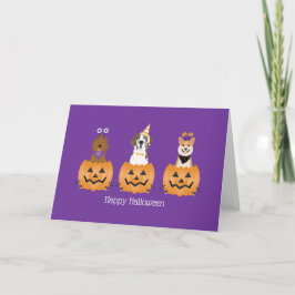 Gelukkige Halloween Honden In Pompoenen Kaart