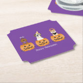Gelukkige Halloween Honden In Pompoenen Kartonnen Onderzetters (Gekanteld)