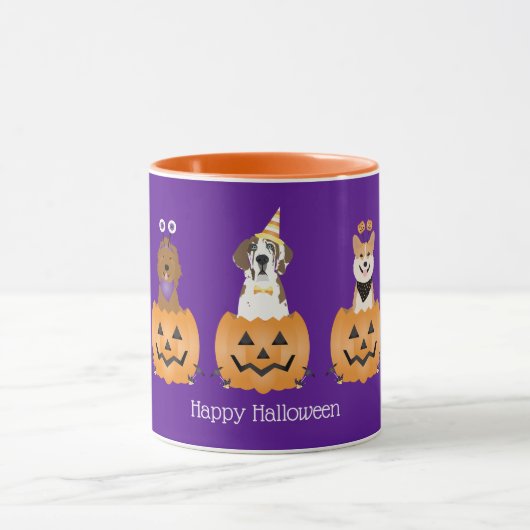Gelukkige Halloween Honden In Pompoenen Mok (Midden)
