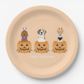 Gelukkige Halloween Honden In Pompoenen Papieren Bordje (Voorkant)