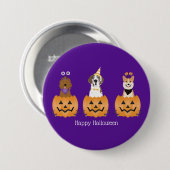 Gelukkige Halloween Honden In Pompoenen Ronde Button 7,6 Cm (Voorkant /achterkant)