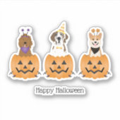 Gelukkige Halloween Honden In Pompoenen Sticker (Voorkant)