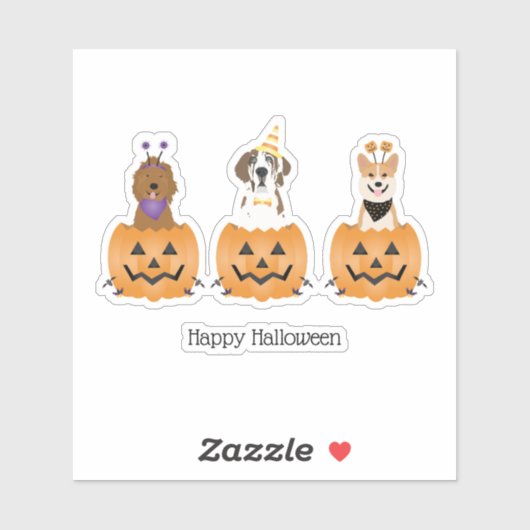 Gelukkige Halloween Honden In Pompoenen Sticker (Vel)
