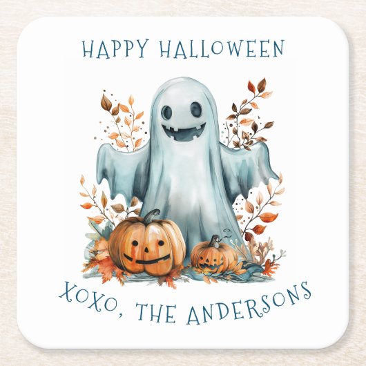 Gelukkige Halloween I Ghost Kartonnen Onderzetters (Voorkant)