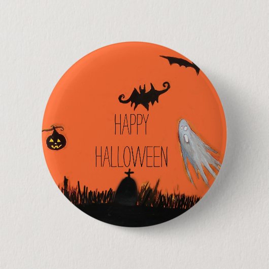Gelukkige Halloween Illustratie Ronde Badge Ronde Button 5,7 Cm (Voorkant)