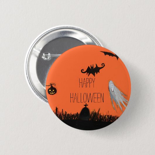 Gelukkige Halloween Illustratie Ronde Badge Ronde Button 5,7 Cm (Voorkant /achterkant)