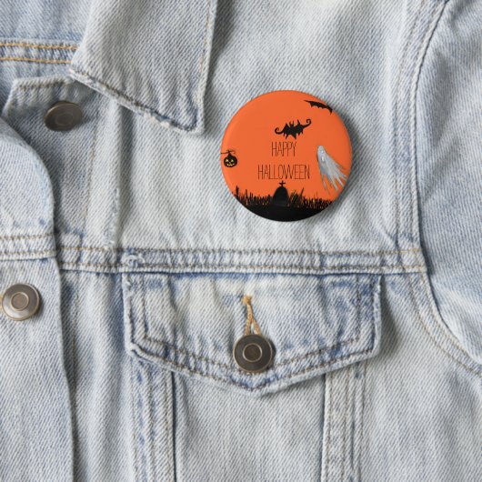 Gelukkige Halloween Illustratie Ronde Badge Ronde Button 5,7 Cm (In situ)
