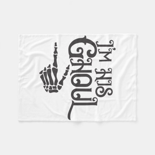 Gelukkige Halloween in zijn Ghoul schedel hand Fleece Deken (Voorkant (Horizontaal))