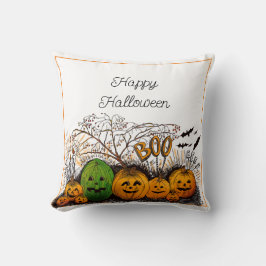 Gelukkige Halloween Jack-o-lantaarn line-up Kussen