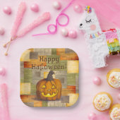 Gelukkige Halloween Jack O' Lantaarn Pompoen Papieren Bordje (Feest)