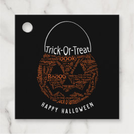 Gelukkige Halloween Jack O lantaarn Woord Kunst Zw Bedankjes Labels