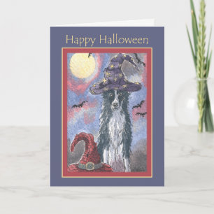 Gelukkige Halloween kaart, border collie hond tove Kaart