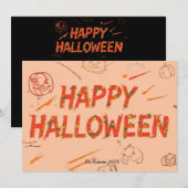Gelukkige Halloween kaart, Minimalistische Moderne (Voorkant / Achterkant)