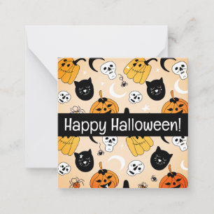 Gelukkige halloween kaarten, schattig, voorraad up notitiekaartje