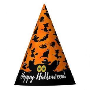 Gelukkige Halloween Karakters Silhouet Feest Feesthoedjes