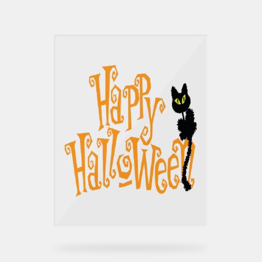 GELUKKIGE HALLOWEEN KAT ACRYL BORD (Voorkant)