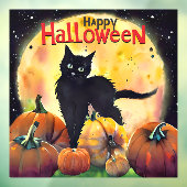 Gelukkige Halloween Kat en Pompoenen Raamsticker (Vel 3)