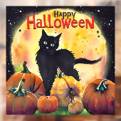 Gelukkige Halloween Kat en Pompoenen Raamsticker (Vel 2)