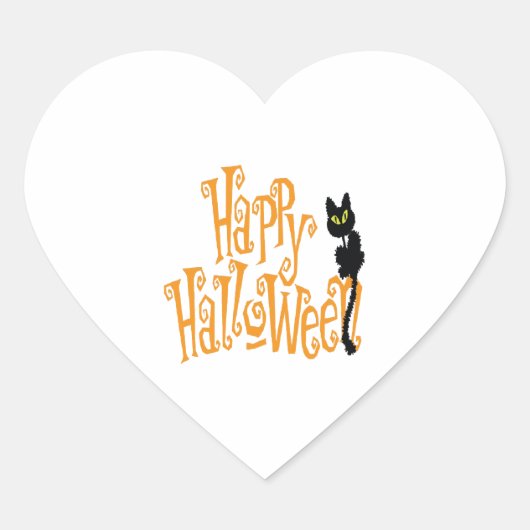 GELUKKIGE HALLOWEEN KAT HART STICKER (Voorkant)