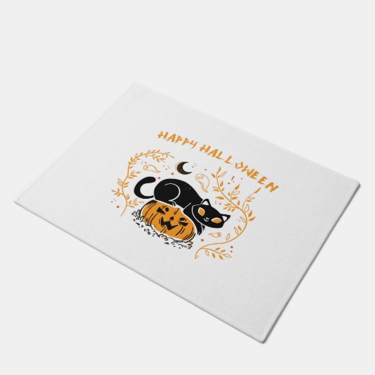 Gelukkige Halloween Kat Liefde Deurmat (Schuin)