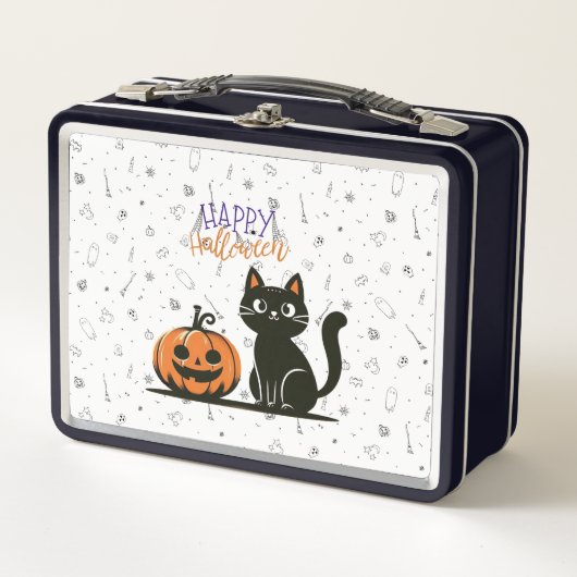 Gelukkige Halloween kat & pompoen (Voorkant)