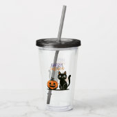 Gelukkige Halloween kat & pompoen Acryl Drinkbeker (Achterkant)