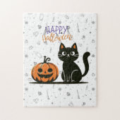 Gelukkige Halloween kat & pompoen Legpuzzel (Verticaal)