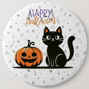 Gelukkige Halloween kat & pompoen Ronde Button 6,0 Cm
