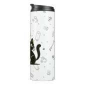 Gelukkige Halloween kat & pompoen Thermosbeker (Geroteerd rechts)