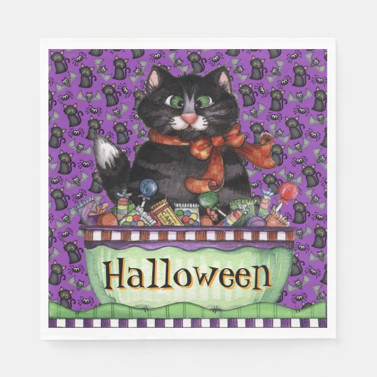 Gelukkige Halloween Kat Servetten (Voorkant)