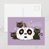 Gelukkige Halloween Keltische pompoen en zwarte ka Briefkaart (Voorkant / Achterkant)
