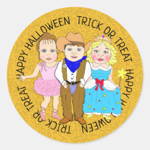 Gelukkige Halloween Kinder in kostuums Ronde Sticker