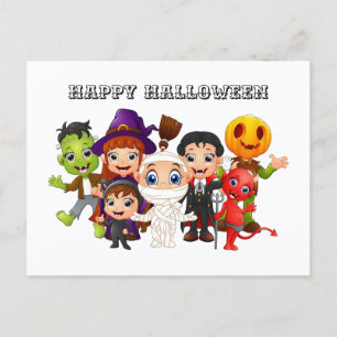 Gelukkige Halloween kinderen in kostuums Feestdagenkaart