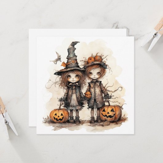 Gelukkige Halloween kinderen Kaart (Voorkant / Achterkant in situ)