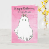 Gelukkige Halloween kleindochter Ghost Pinkoween Kaart (Gele Bloem)