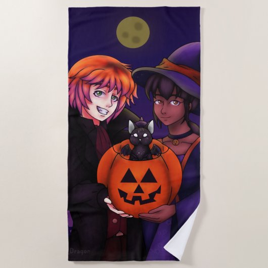 Gelukkige Halloween Kostuums Strandlaken (Voorkant)