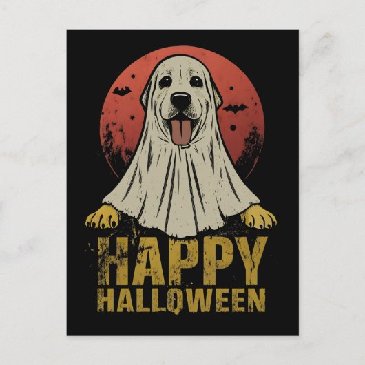 Gelukkige Halloween Labrador Retriever Dog Ghost Feestdagenkaart (Voorkant)