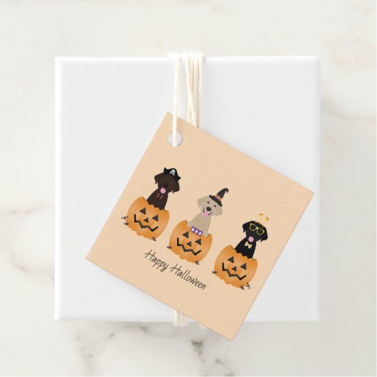 Gelukkige Halloween Labrador Retriever Honden Pomp Bedankjes Labels (In situ)