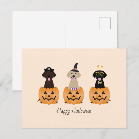 Gelukkige Halloween Labrador Retriever Honden Pomp Briefkaart (Voorkant / Achterkant)