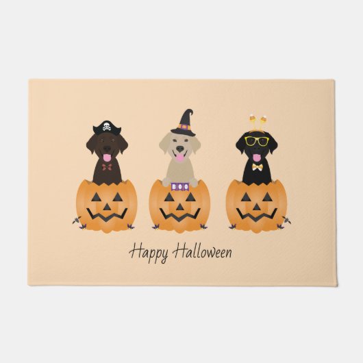 Gelukkige Halloween Labrador Retriever Honden Pomp Deurmat (Voorkant)