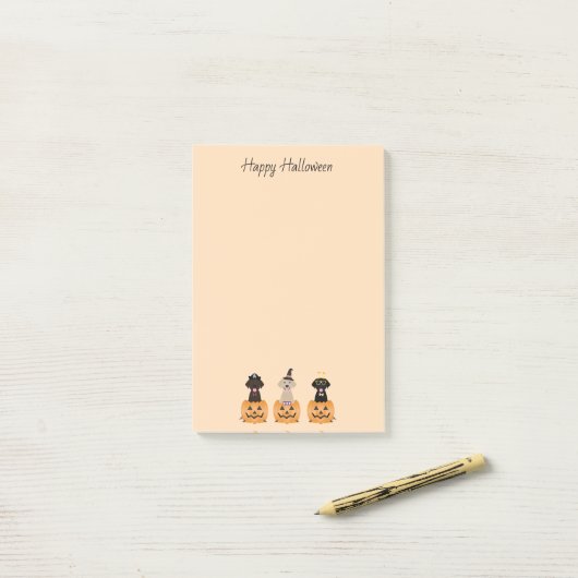 Gelukkige Halloween Labrador Retriever Honden Pomp Post-it® Notes (Op bureau)