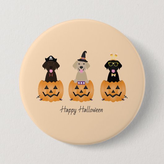 Gelukkige Halloween Labrador Retriever Honden Pomp Ronde Button 7,6 Cm (Voorkant)