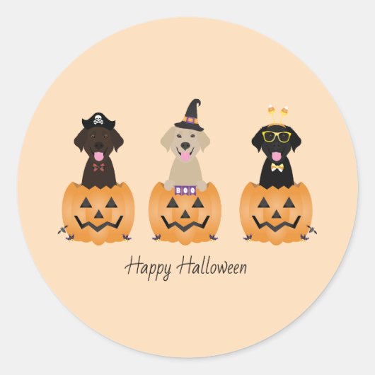 Gelukkige Halloween Labrador Retriever Honden Pomp Ronde Sticker (Voorkant)
