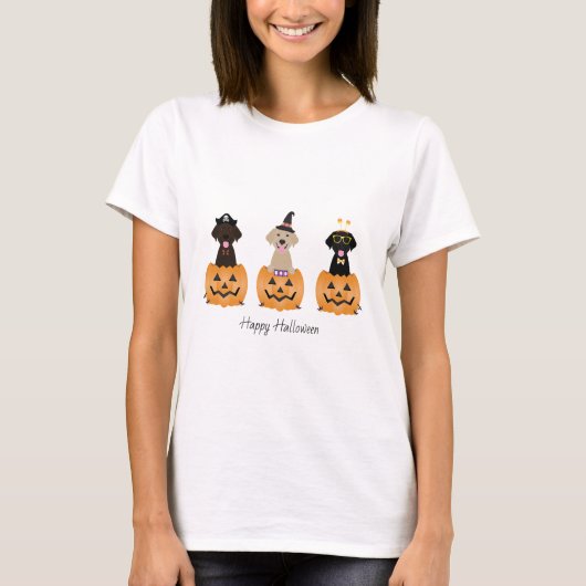 Gelukkige Halloween Labrador Retriever Honden Pomp T-shirt (Voorkant)