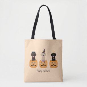 Gelukkige Halloween Labrador Retriever Honden Pomp Tote Bag