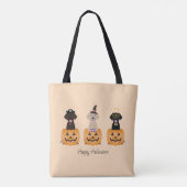 Gelukkige Halloween Labrador Retriever Honden Pomp Tote Bag (Achterkant)